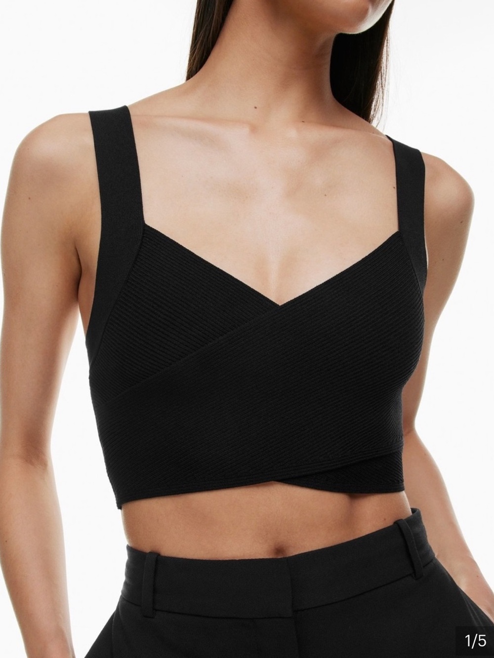 Aritzia Babaton Sculpt Knit Greek Crop Tank - Black - Size XS